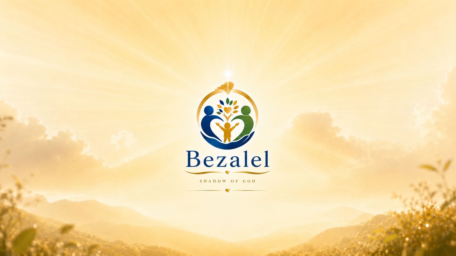 Bezalel logo, glowing star, and sunrise over the hills — Shadow of God